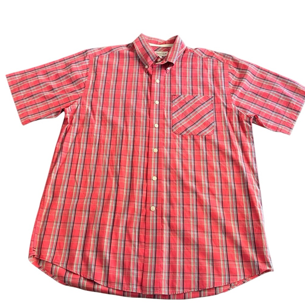Vintage Cutter and Buck red and blue collared plaid shirt! Size M. Short sleeve